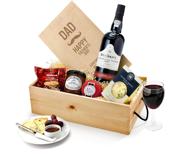 Father's Day Port & Stilton Favourites With Engraved Personalised Lid